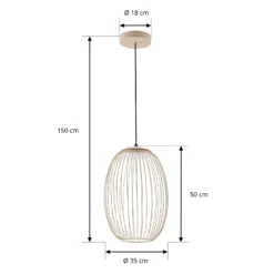 Lampára colgante exterior LED Lucande Richi, beige, Ø 35 cm, atenuable