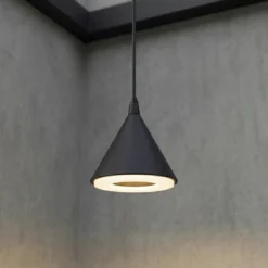 Lampára colgante exterior LED Lindby Soran, Ø 15 cm, negra, IP44
