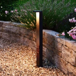Lerna bolardo luminoso LED, altura 100 cm, CCT, gris, enchufes