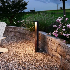 Lerna bolardo luminoso LED, altura 100 cm, CCT, gris, enchufes