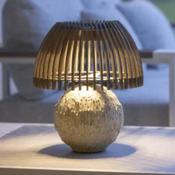 Les Jardins Lámpara de mesa LED Alba, gris/beige, altura 41 cm