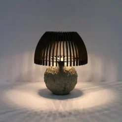 Les Jardins Lámpara de mesa LED Alba, gris/beige, altura 41 cm