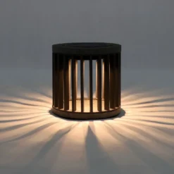 Les Jardins Lámpara de mesa solar LED Halo, gris, aluminio/granito