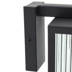 Lindby Aplique de exterior Bolgar, negro, metal, cristal, 15 cm