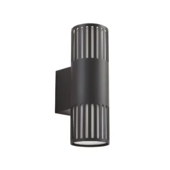 Lindby Aplique de exterior Lurinda, 2 luces, negro, Ø10cm