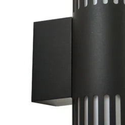 Lindby Aplique de exterior Lurinda, 2 luces, negro, Ø10cm
