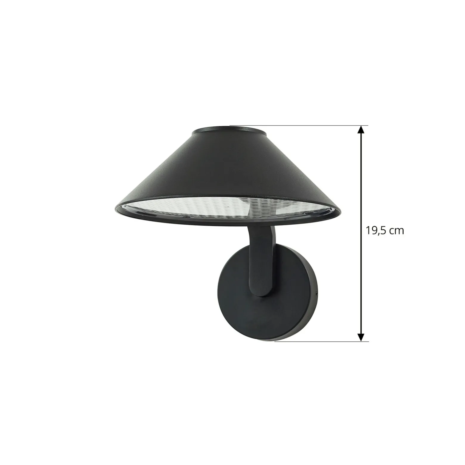 Lindby Aplique de pared LED Capelo, negro, metal, Ø20cm
