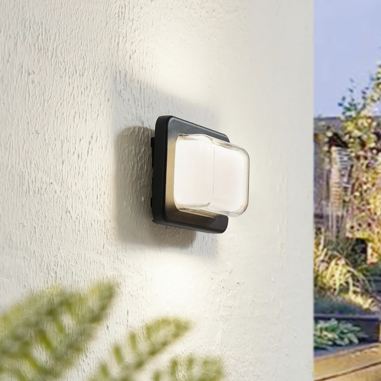 Lindby aplique LED para exterior Sibara, antracita, angular, IP54