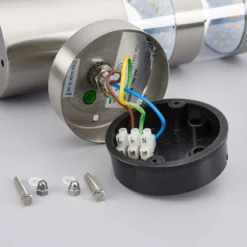 Lindby Aplique LED para exterior Lanea, 22 cm, acero inoxidable, sensor