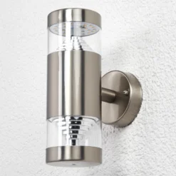 Lindby Aplique LED para exterior Lanea, 21 cm, acero inoxidable, IP44