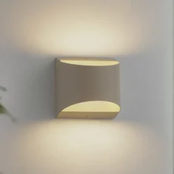 Lindby aplique LED para exterior Lenore, beige, metal, 13,5 cm