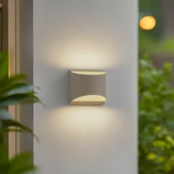 Lindby aplique LED para exterior Lenore, beige, metal, 13,5 cm