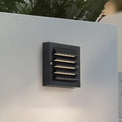 Lindby aplique LED para exterior Muro, negro, PC, juego de 2