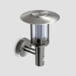 Lindby Aplique LED para exterior Gregory, sensor, acero inoxidable, IP44