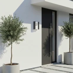 Lindby Aplique LED para exterior Selqa, número de casa, antracita, IP65