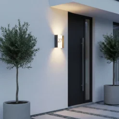 Lindby Aplique LED para exterior Selqa, número de casa, antracita, IP65