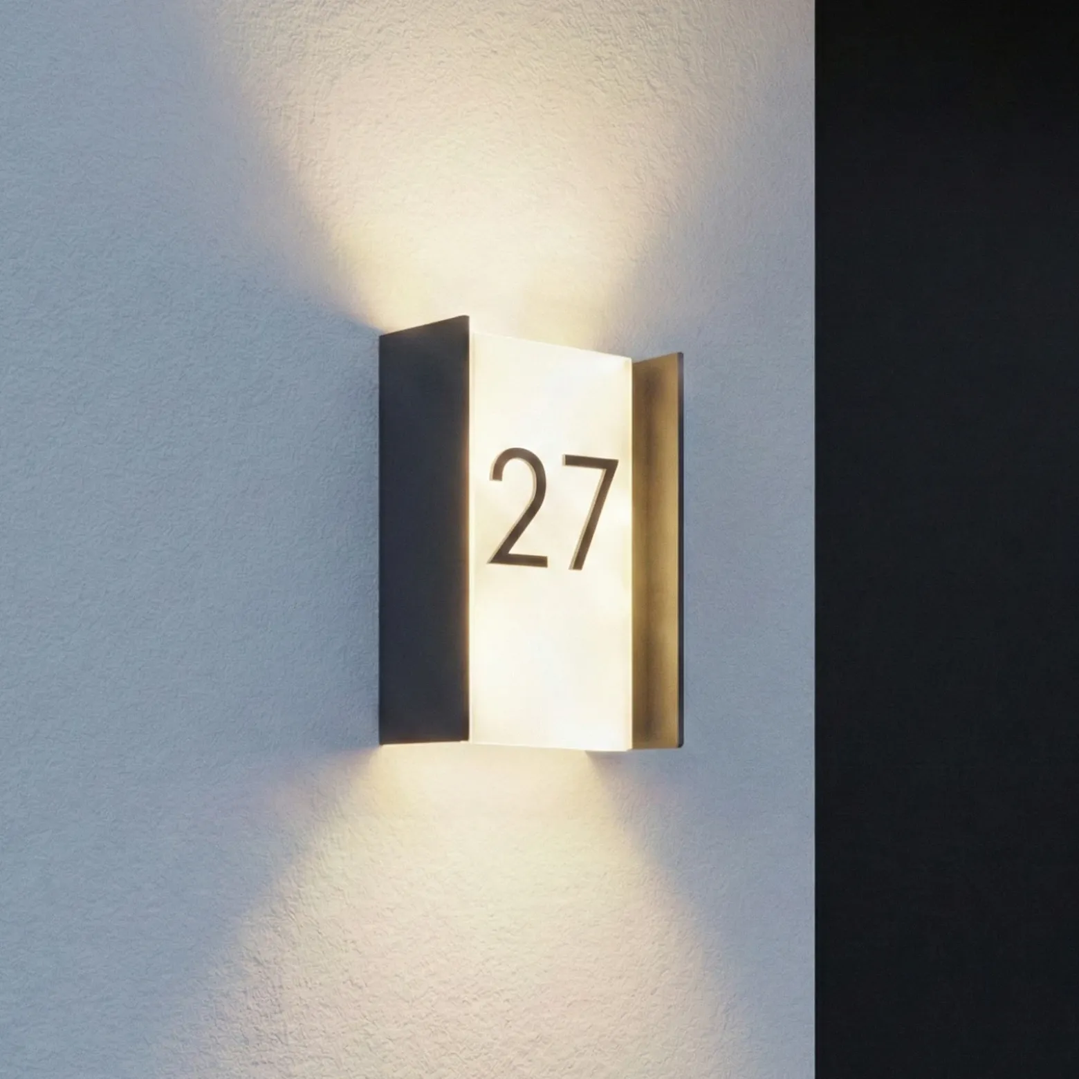 Lindby Aplique LED para exterior Selqa, número de casa, antracita, IP65