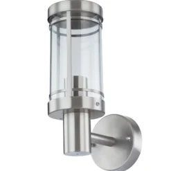 Lindby Aplique para exterior Djori, color aluminio, acero inoxidable, E27