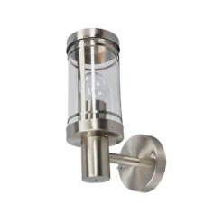 Lindby Aplique para exterior Djori, color aluminio, acero inoxidable, E27