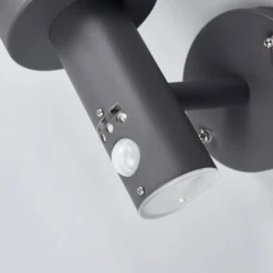 Lindby Aplique para exterior Djori, sensor, antracita, acero inoxidable