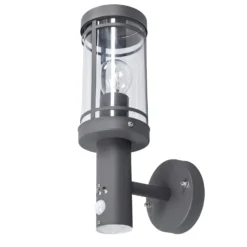 Lindby Aplique para exterior Djori, sensor, antracita, acero inoxidable
