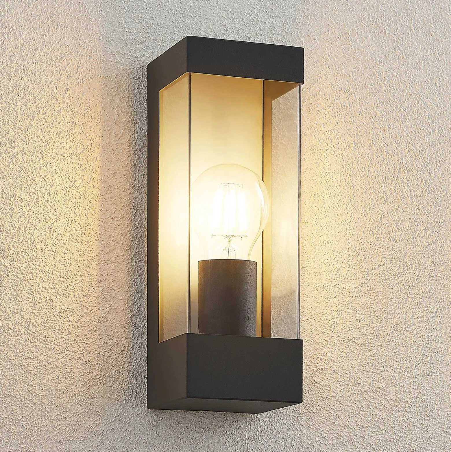 Lindby aplique para exterior Tilian, altura 25 cm, antracita, acero