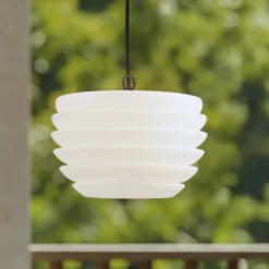 Lindby Arona colgante exterior, Ø 38 cm, blanco