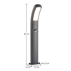 Lindby baliza LED Moshe, 60 cm, antracita, sensor