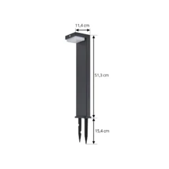 Lindby Baliza LED solar para zócalo Eleazar, negro, aluminio, sensor