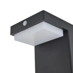 Lindby Baliza LED solar para zócalo Eleazar, negro, aluminio, sensor
