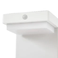 Lindby Baliza LED solar para zócalo Eleazar, blanca, aluminio, sensor