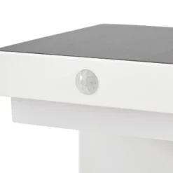 Lindby Baliza LED solar para zócalo Eleazar, blanca, aluminio, sensor