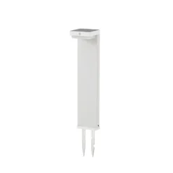 Lindby Baliza LED solar para zócalo Eleazar, blanca, aluminio, sensor