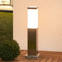 Lindby Baliza Lorian, 45 cm, acero inoxidable, IP44, E27