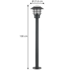 Lindby bolardo luminoso Belmiro, hierro, 100 cm de altura, E27, negro