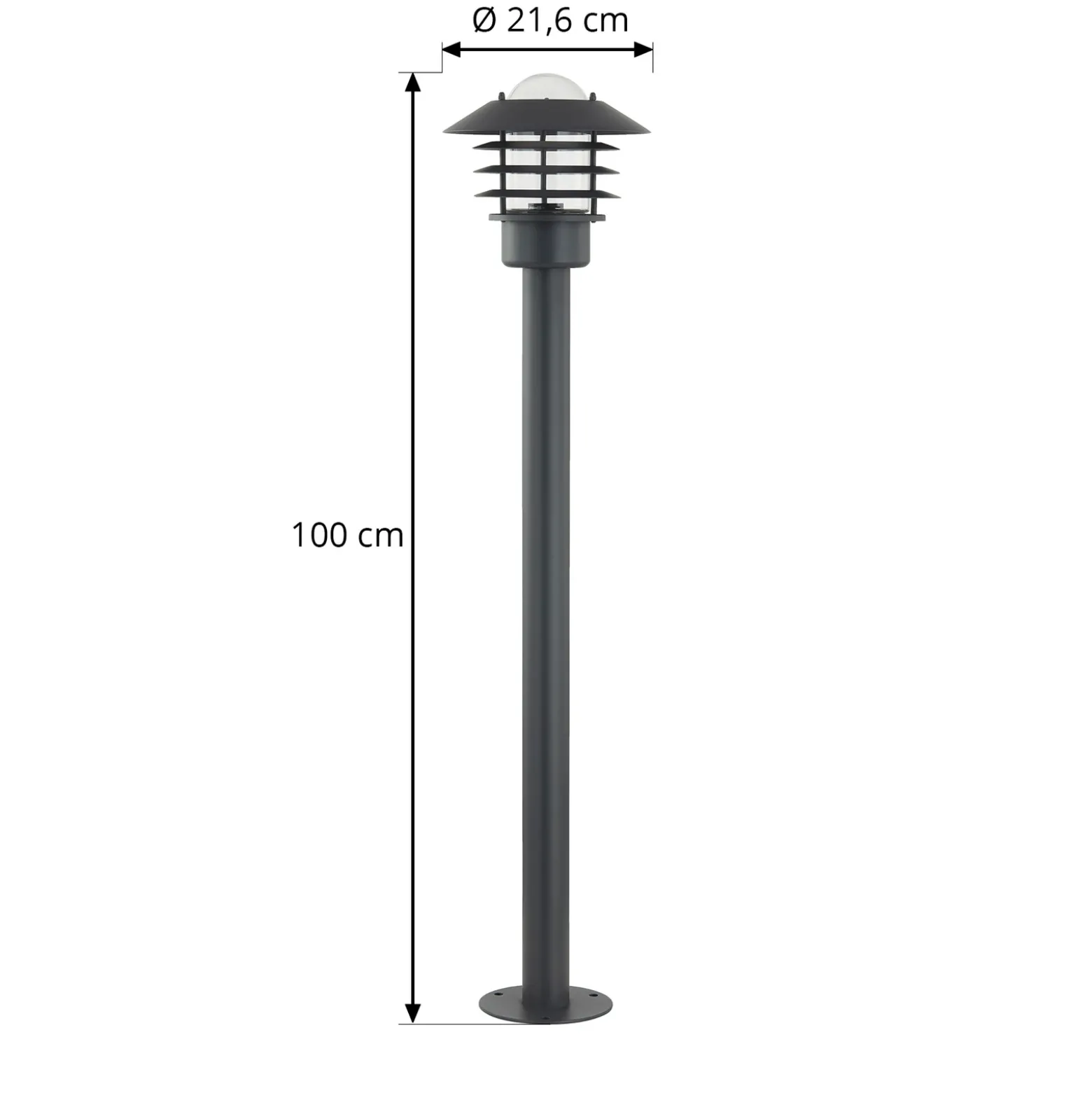 Lindby bolardo luminoso Belmiro, hierro, 100 cm de altura, E27, negro