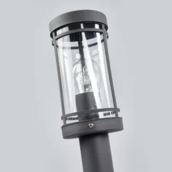 Lindby Bolardo luminoso Djori, 80 cm, antracita, acero inoxidable, E27