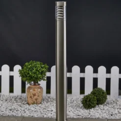 Lindby Bolardo luminoso Enja, 100 cm, acero inoxidable, IP44, E27