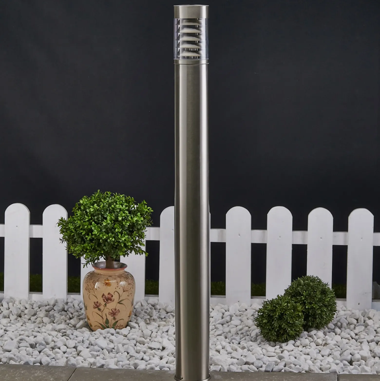 Lindby Bolardo luminoso Enja, 100 cm, acero inoxidable, IP44, E27