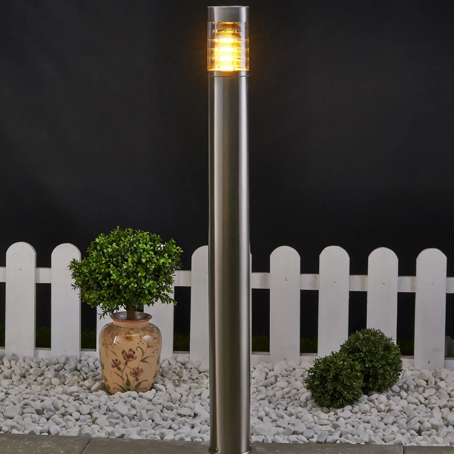Lindby Bolardo luminoso Enja, 100 cm, acero inoxidable, IP44, E27