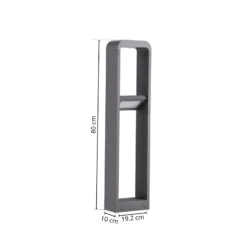 Lindby, bolardo luminoso LED Darko, 80 cm, gris, metal, IP54
