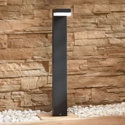 Lindby Bolardo luminoso LED Dionys, altura 70 cm, antracita, metal