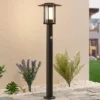 Lindby, bolardo luminoso LED Gregory, 76 cm, sensor, gris oscuro, IP44
