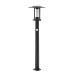 Lindby, bolardo luminoso LED Gregory, 76 cm, sensor, gris oscuro, IP44