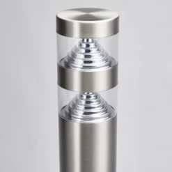 Lindby Bolardo luminoso LED Lanea, 60 cm, gris, acero inoxidable, IP44