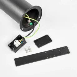 Lindby Bolardo luminoso LED Lanea, 60 cm, negro, acero inoxidable, IP44
