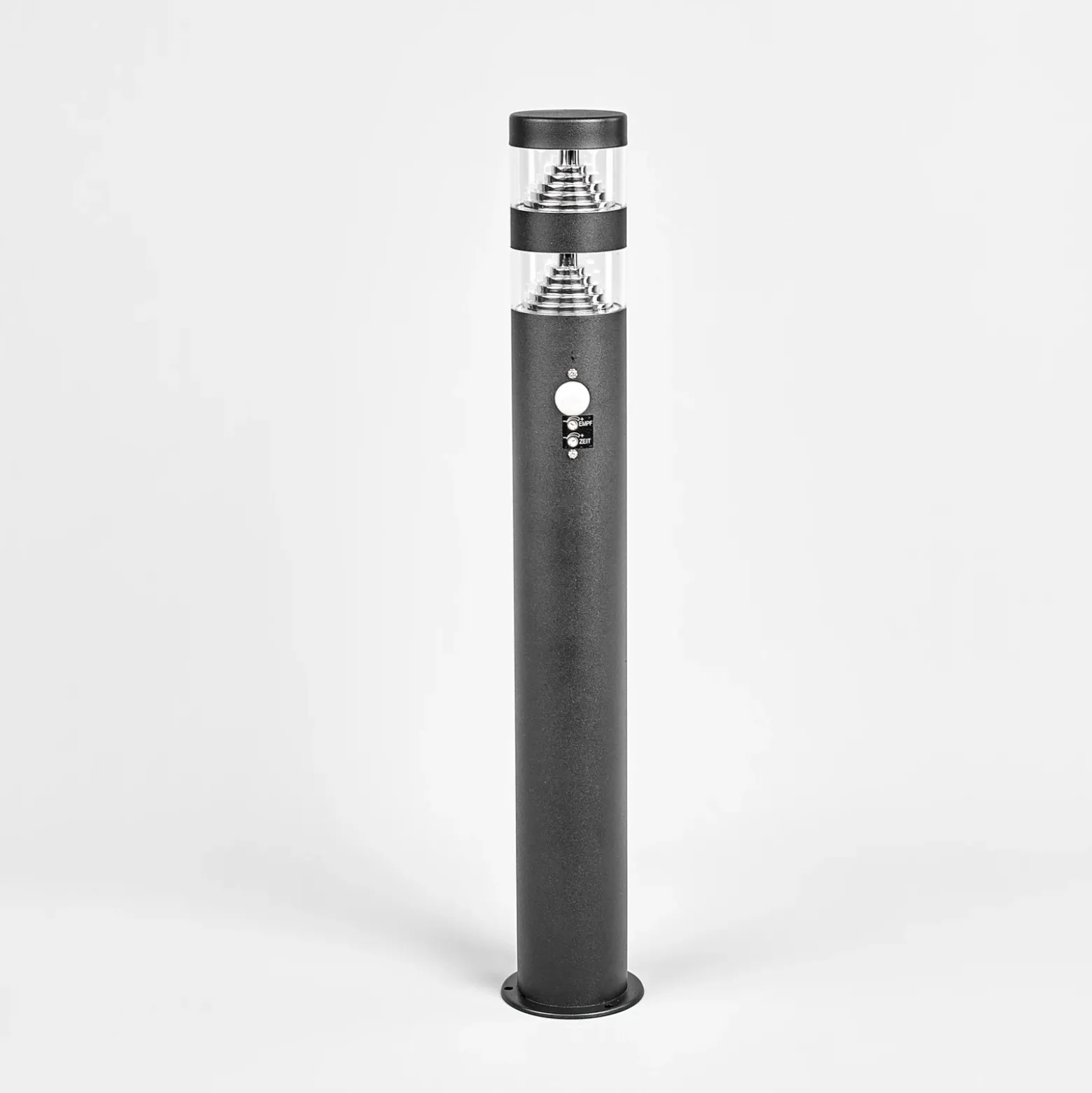 Lindby, bolardo luminoso LED Lanea, 60 cm, negro, sensor, IP44
