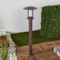 Lindby Bolardo luminoso LED Pavlos, 76 cm, color óxido, acero inoxidable