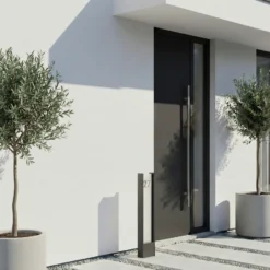Lindby Bolardo luminoso LED Selqa, número de casa, antracita, IP65