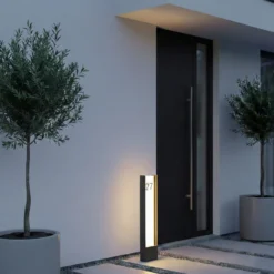 Lindby Bolardo luminoso LED Selqa, número de casa, antracita, IP65